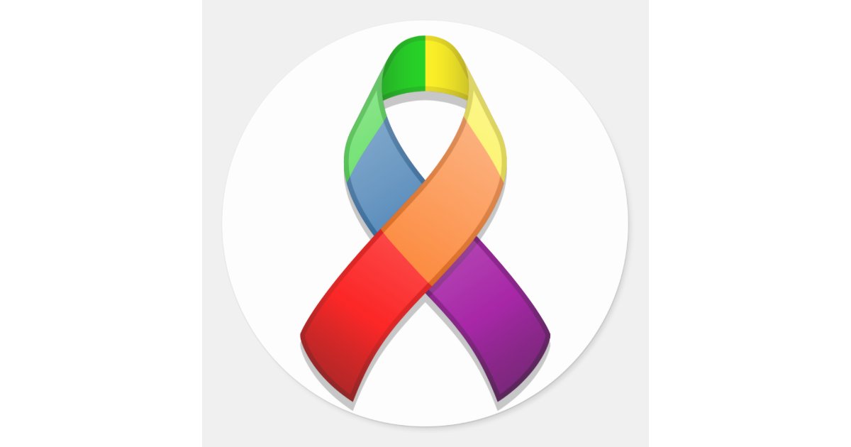 Rainbow Awareness Ribbon II Round Sticker | Zazzle