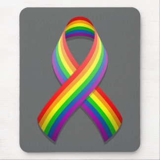 Rainbow Awareness Ribbon Mousepad