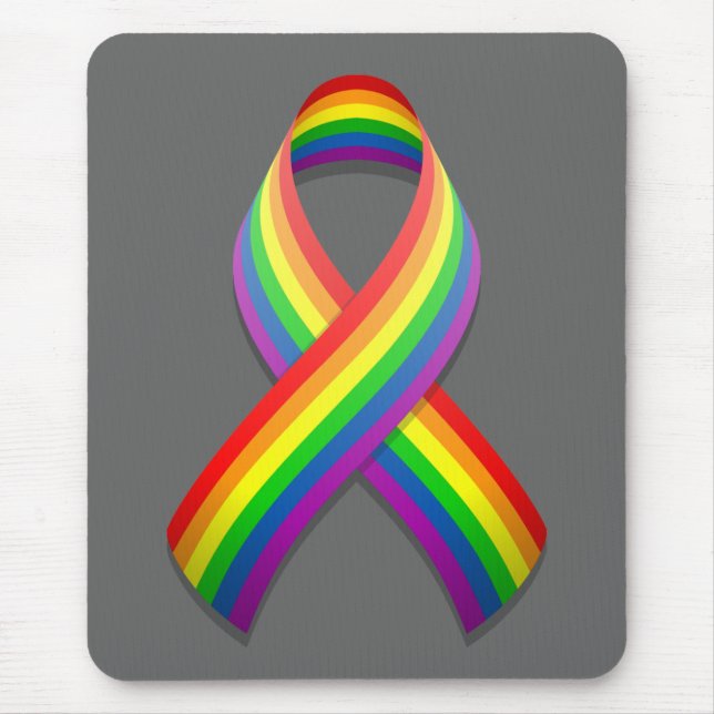 Rainbow Awareness Ribbon Mousepad (Front)