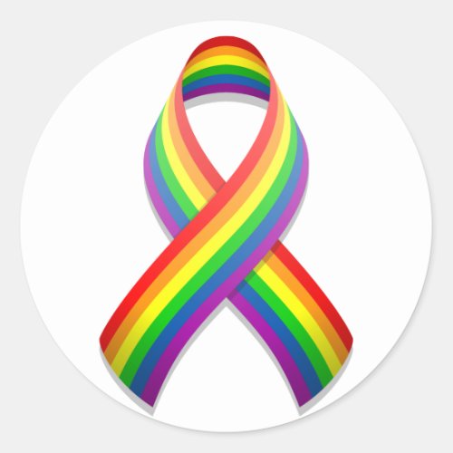 Rainbow Awareness Ribbon Round Sticker