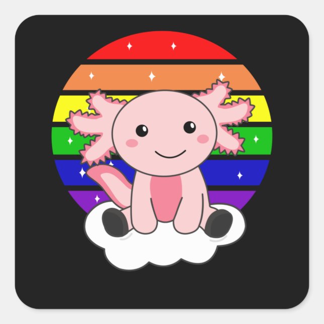Rainbow Axolotl Cute Axolotl For Kids Square Sticker (Front)