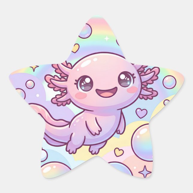 Rainbow Axolotl Dreams Star Sticker (Front)