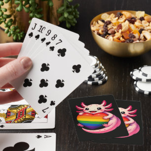 Rainbow Axolotl Heart Pride Amphibian Poker Cards
