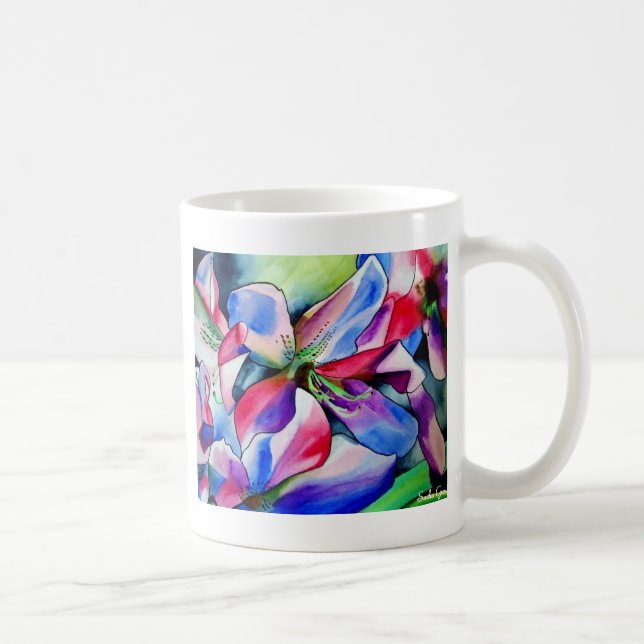 Rainbow Azalea flower original watercolor painting Coffee Mug (Right)