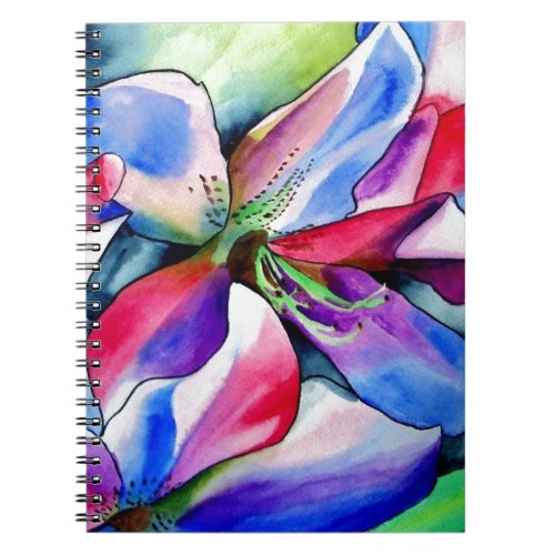 Rainbow Azalea flower original watercolor painting Notebook