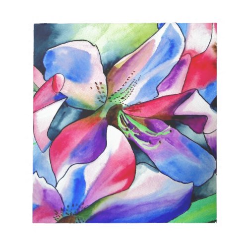 Rainbow Azalea flower original watercolor painting Notepad