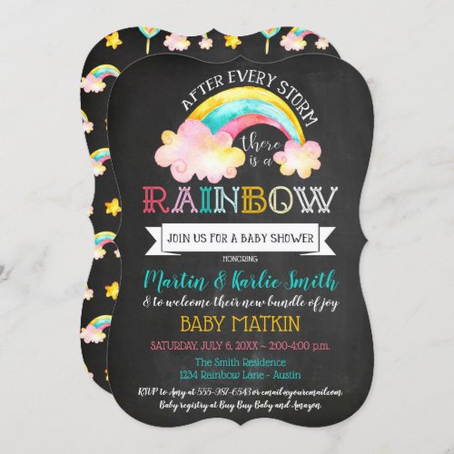 Rainbow Baby After The Storm Baby Shower Invitation