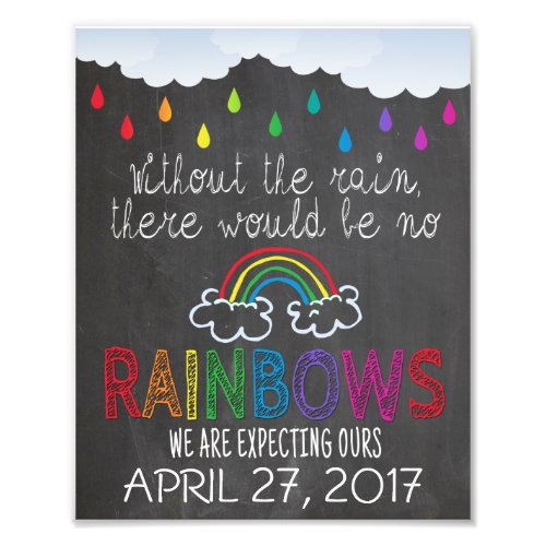 Rainbow Baby Announcement Photo Prop Sign 8 x 10