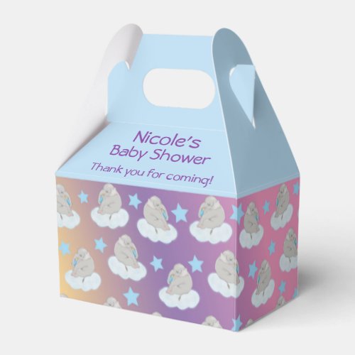 Rainbow Baby Blue Elephant Baby Shower Favor Box