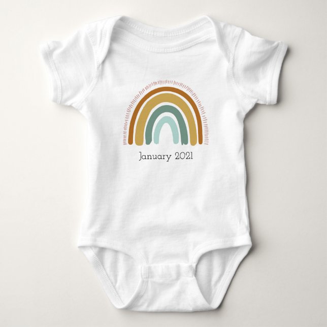 Rainbow Baby Bohemian Announcement Baby Bodysuit (Front)