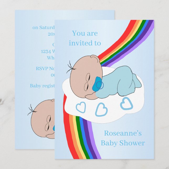 Rainbow Baby Boy Baby Shower Invitation (Front/Back)