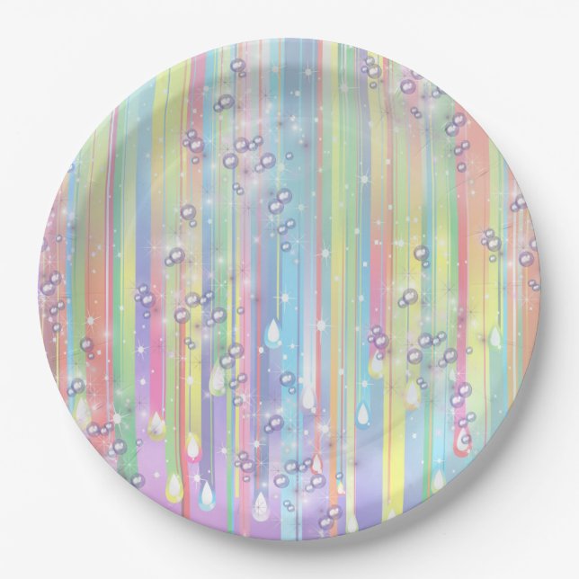 Rainbow Baby Boy Baby Shower Paper Plates (Front)