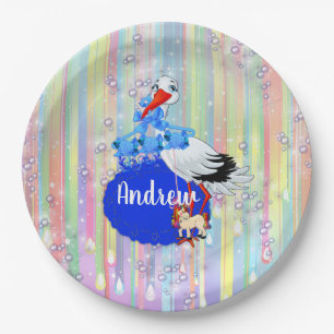 Rainbow Baby Boy Baby Shower Paper Plates