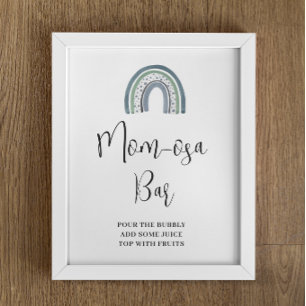 Rainbow Baby Boy Mom-osa Bar Baby Shower Sign