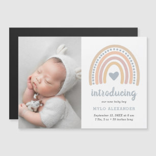 Rainbow Baby Boy Photo Birth Announcement