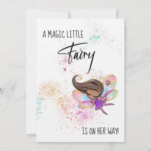  Rainbow Baby Fairy Glitter Shower Invitation