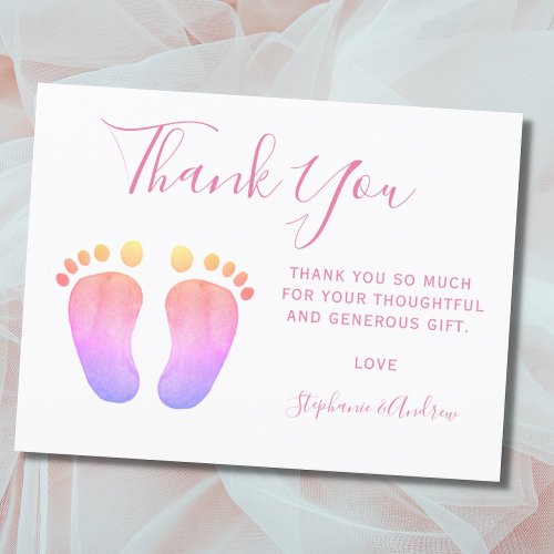 Rainbow Baby Feet Baby Shower Thank You  Postcard