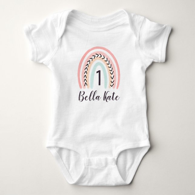 Rainbow Baby First Birthday Party Outfit Bodysuit (Front)