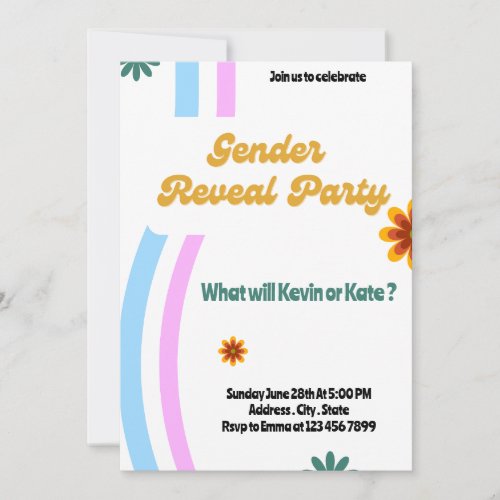 Rainbow Baby Gender Reveal Party Invitation