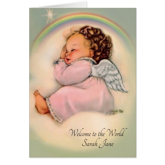 Rainbow Baby Girl Angel Religious Scripture Verse Cards (Front)