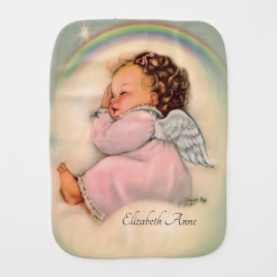 Rainbow Baby Girl Angel Sleeping on a Cloud Burp Cloth