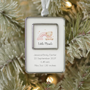Rainbow Baby Girl Little Miracle Rainbow Bear Christmas Ornament