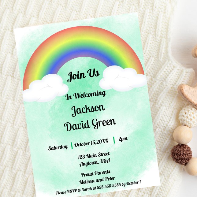 Rainbow Baby (Green) Shower Invitation (Creator Uploaded)