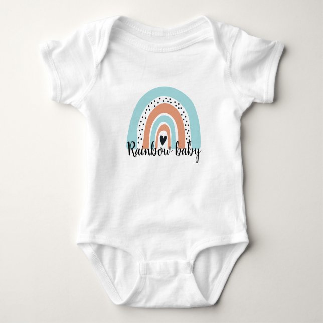 Rainbow Baby Heart Blue Peach Bodysuit (Front)