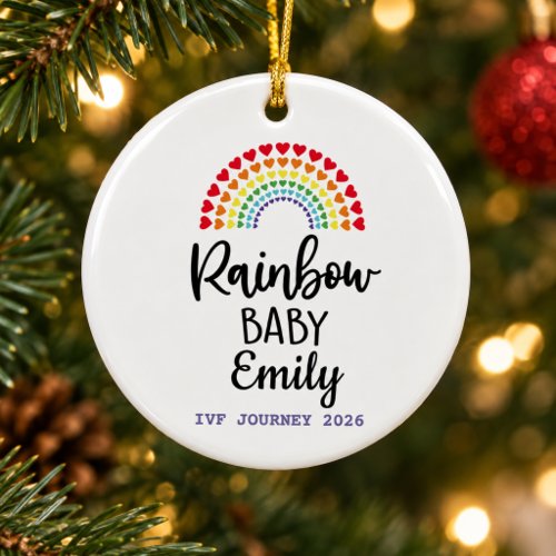 Rainbow Baby IVF journey personalized christmas Ceramic Ornament