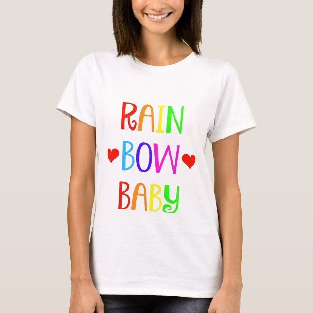 Rainbow Baby Maternity Shirt with Hearts (Front)
