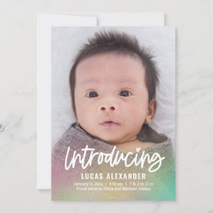 Rainbow Baby Modern Birth Announcement