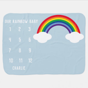 Rainbow Baby Monthly Milestone Photo Prop Blanket
