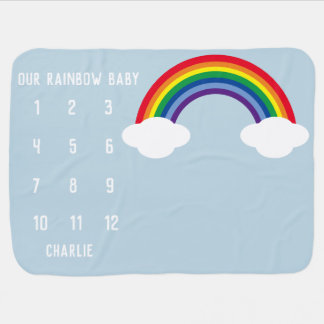 Rainbow Baby Monthly Milestone Photo Prop Blanket