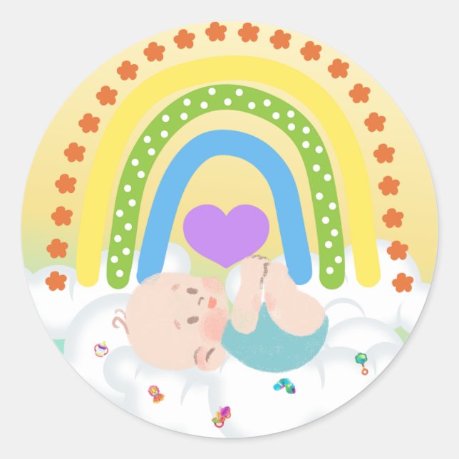 Rainbow Baby Newborn Cloud Yellow Heart Sticker (Front)
