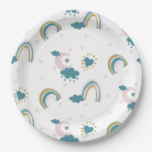 Rainbow Baby Pastel Pattern – Whimsical Nursery Paper Plates