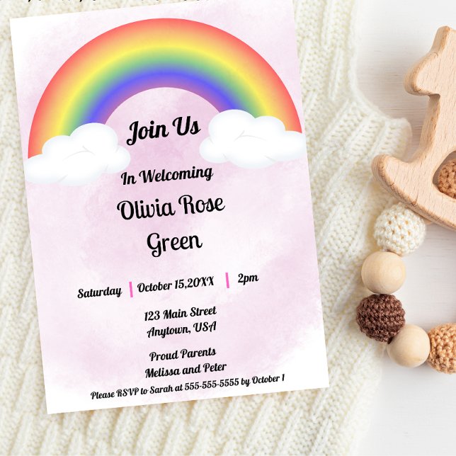 Rainbow Baby (Pink) Shower Invitation (Creator Uploaded)