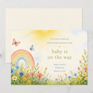 Rainbow Baby Pregnancy Announcement Butterfly Card