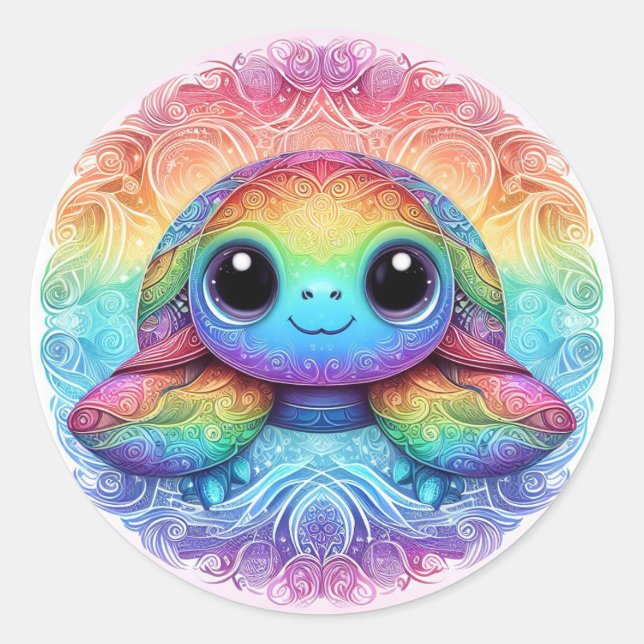 Rainbow baby sea turtle stickers (Front)