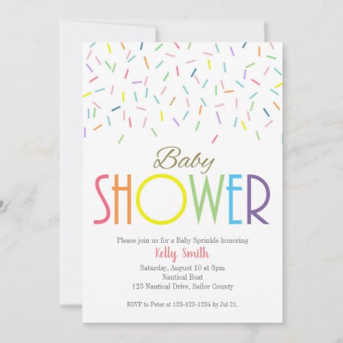 Rainbow Baby Shower Baby Girl Boy Confetti Invitation
