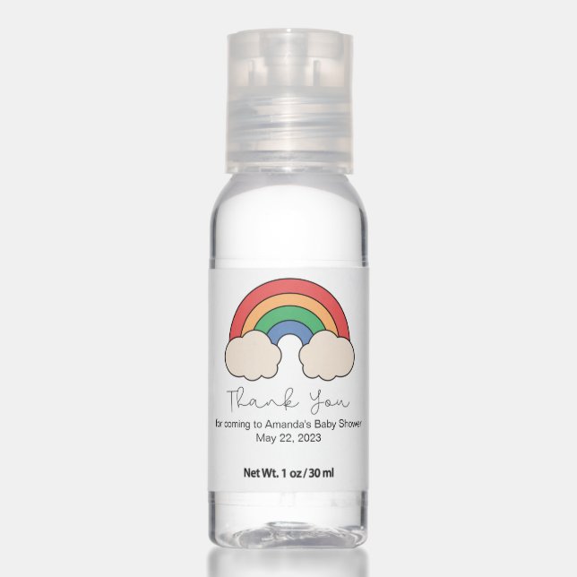 Rainbow Baby Shower, Baby Shower Favor Hand Sanitizer (Front)