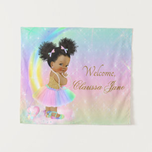Rainbow Baby Shower Backdrop Afro Girl