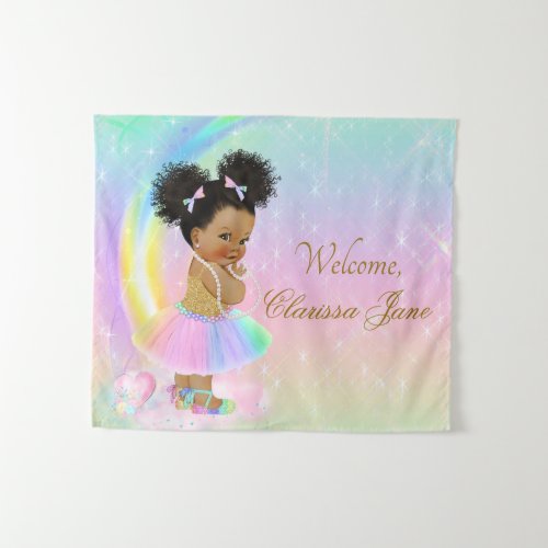 Rainbow Baby Shower Backdrop Afro Girl