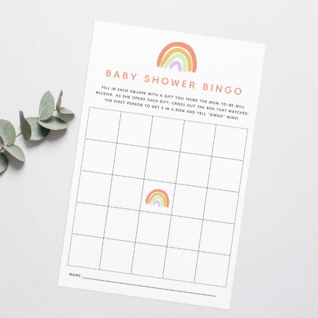 Rainbow Baby Shower Bingo Game Cute Peach (Creator Uploaded)