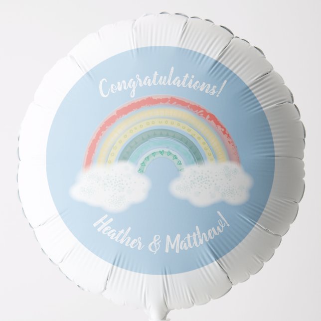 Rainbow Baby Shower Blue Boy Balloon (Front)
