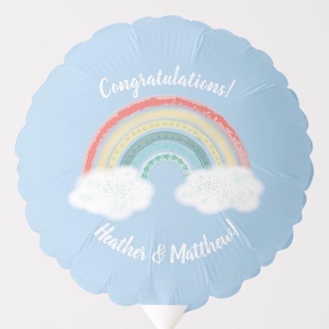 Rainbow Baby Shower Blue Boy Balloon (Front)