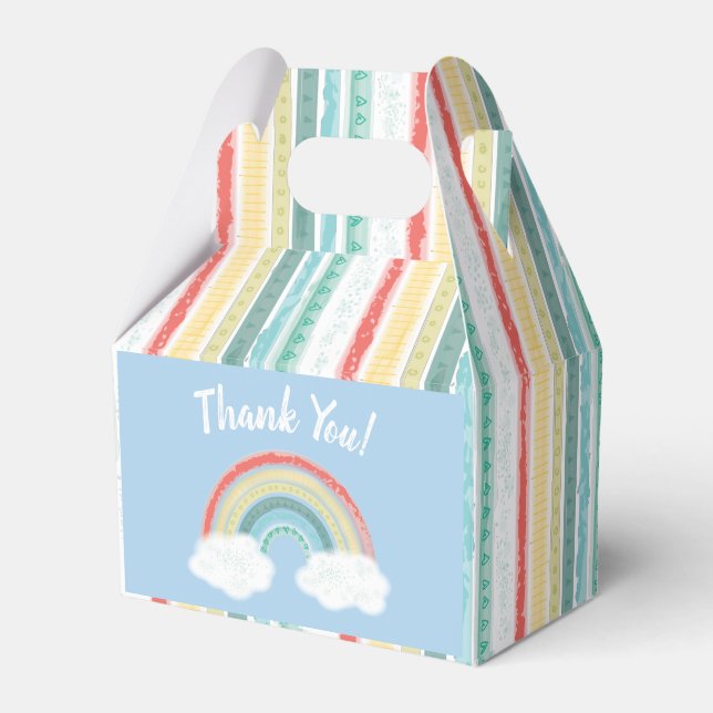 Rainbow Baby Shower Blue Boy Favor Boxes (Front Side)