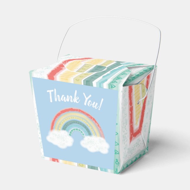 Rainbow Baby Shower Blue Boy Favor Boxes (Front Side)