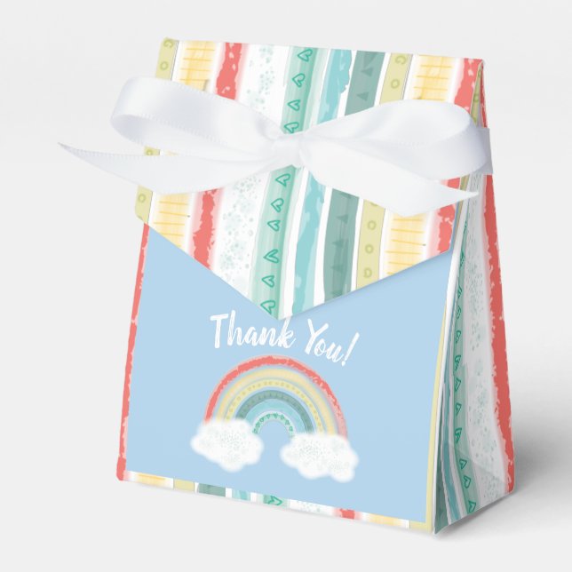 Rainbow Baby Shower Blue Boy Favor Boxes (Front Side)