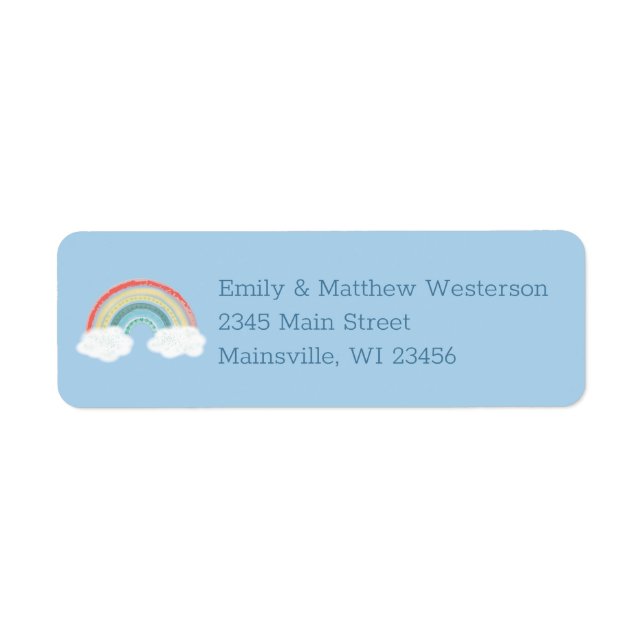 Rainbow Baby Shower Blue Boy Label (Front)
