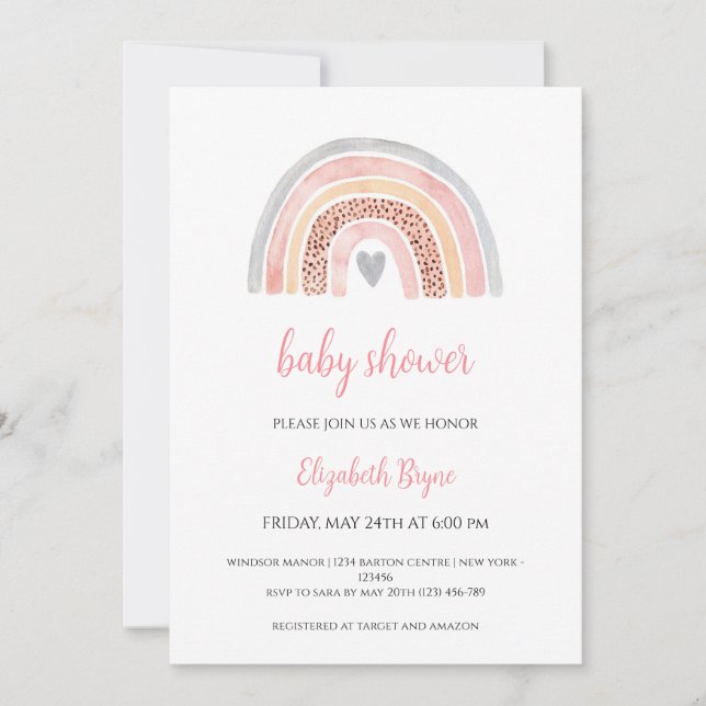 Rainbow Baby Shower Book Request Diaper Raffle Invitation (Front)